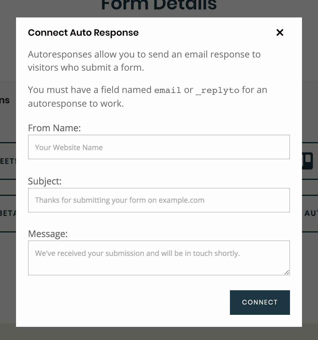 Auto response settings