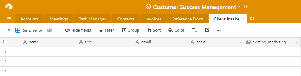 airtable empty client intake