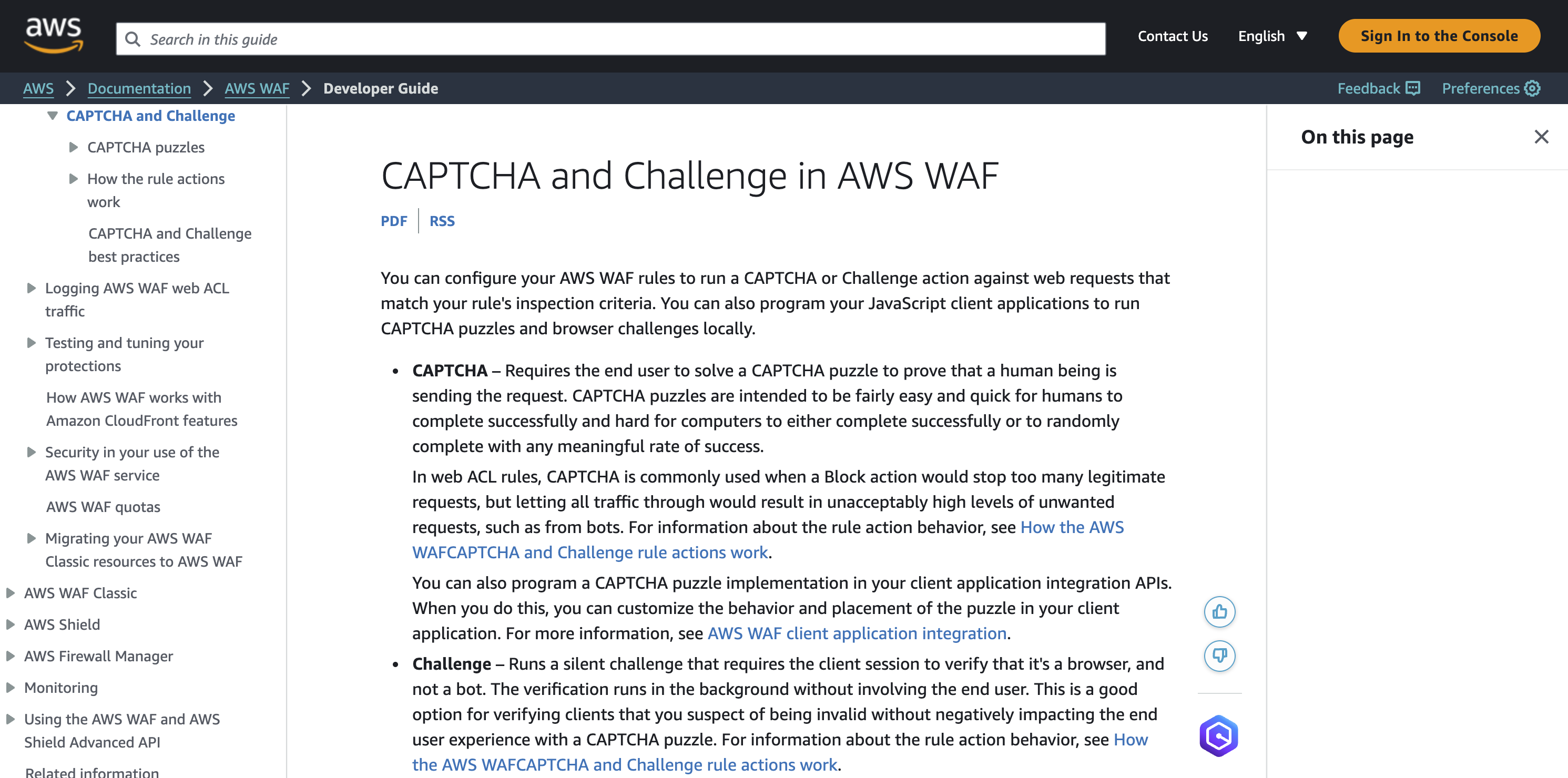 AWS WAF Captcha Homepage